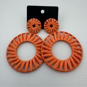 Orange Woven Hoop Earrings